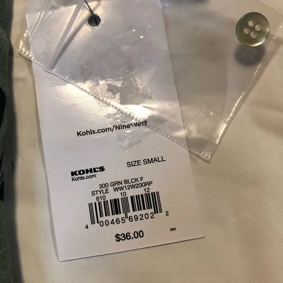 NWT Nine West Women’s Short Sleeve Knot-Hem Button-Down Green Floral Shirt S - Picture 2 of 10